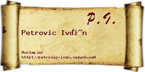 Petrovic Iván névjegykártya